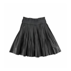 7 For All Mankind Black Pleated Faux Leather Pull On Elastic Waist Mini Skirt